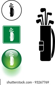 Golf Clubs Bag Symbol Sign And Button