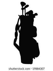 Golf Clubs And Bag Vector Illustration