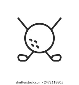 Golf clubs and ball, linear style icon. golf equipment and sports. Editable stroke width