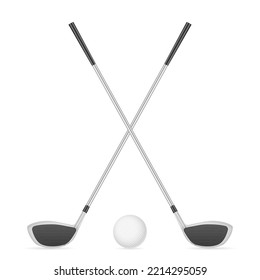 Golf clubs and ball on a white background. Vector illustration.