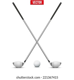 Golf clubs and ball. Sport symbol. Vector Illustration isolated on white background