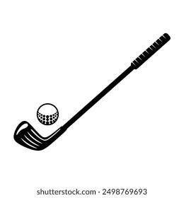 GOLF CLUBS AND BALL VECTOR DESIGN ILLUSTRATION ON WHITE BACKGROUND,MINIMALIST,SILHOUETTE ICON