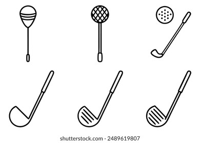 Golf Clubs Drawing in Detailed Sketch