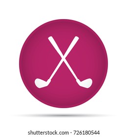 Golf clubs icon on a circle on a white background. Vector illustration