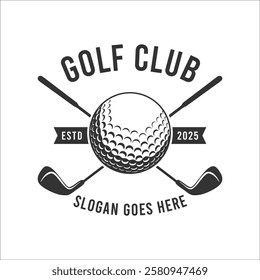 Golf Clubs logo with ball and crossed golf sticks