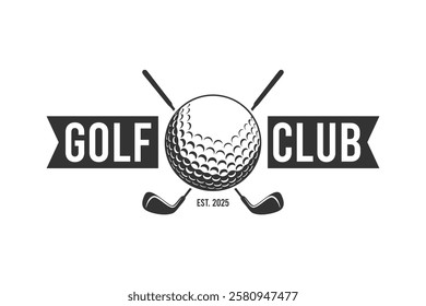 Golf Clubs logo with ball and crossed golf sticks