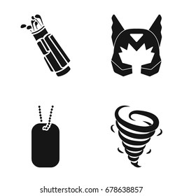 Golf clubs, Mask and other web icon in black style. badge, tornado icons in set collection.