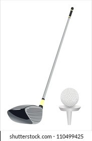 Golf clubs on white background