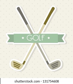 golf clubs over beige background. vector illustration