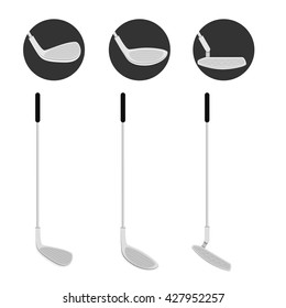 Golf clubs vector set sign isolated on white background. Icon for web design site web site design and print brochures