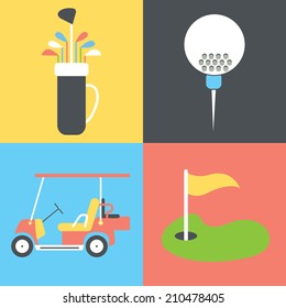 Golf collection / Vector illustration / Golf icons set / Flat design