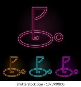 golf color neon set. Simple thin line, outline vector of web icons for ui and ux, website or mobile application