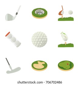 Golf competition icons set. Cartoon set of 9 golf competition vector icons for web isolated on white background