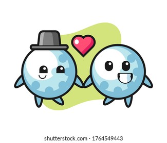 Golf couple cartoon fall in love