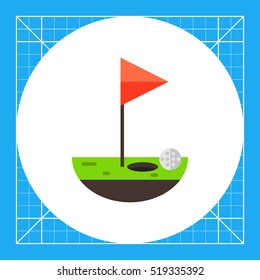 Golf Course with Ball and Flag Icon
