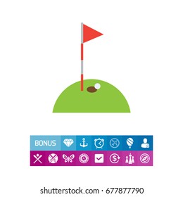 Golf course with ball and hole