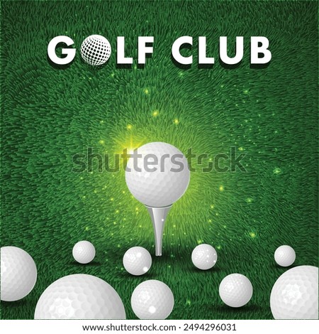 Golf course balls background with Green grass Vector.