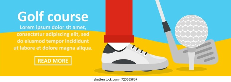 Golf course banner horizontal concept. Flat illustration of golf course banner horizontal vector concept for web design