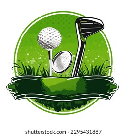 Golf course. Golf club. Golf coach and instructor. cartoon vector illustration. label, sticker, t-shirt printing