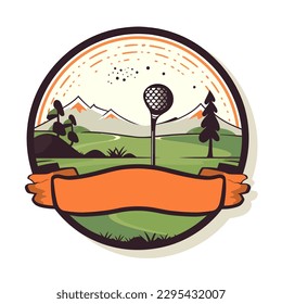 Golf course. Golf club. Golf coach and instructor. cartoon vector illustration. label, sticker, t-shirt printing