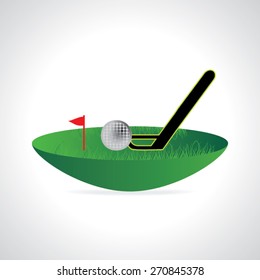 golf course concept ball pushing with hole vector illustration 