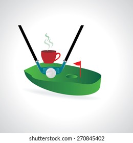 golf course concept ball pushing with hole vector illustration 