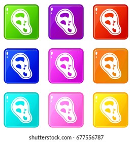 Golf course field icons of 9 color set isolated vector illustration