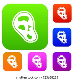 Golf course field set icon color in flat style isolated on white. Collection sings vector illustration
