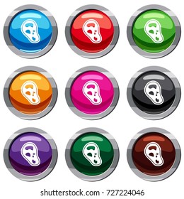 Golf course field set icon isolated on white. 9 icon collection vector illustration