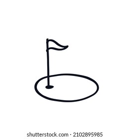 Golf course flag logo icon sign Hand drawn Ink sketch template Doodle cartoon children's design Sport game summer style Fashion print apparel greeting invitation card cover flyer poster banner ad
