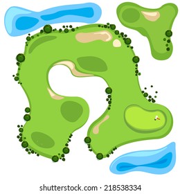 Golf course flat style isolated on white background.vector illustration.