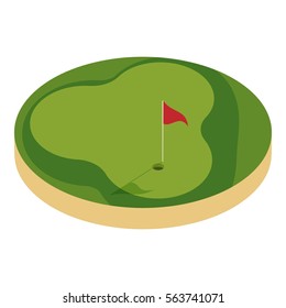 Golf Course Icon. Cartoon Illustration Of Golf Course Vector Icon For Web Design