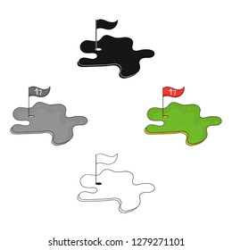 Golf course icon in cartoon style isolated on white background. Golf club symbol stock vector illustration.