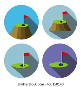 Golf course icon in flat style, vector