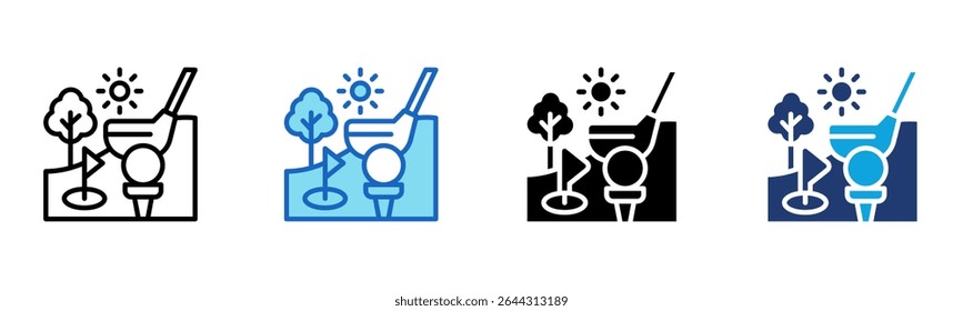 Icono de campo de golf Multi Style Ilustración vectorial