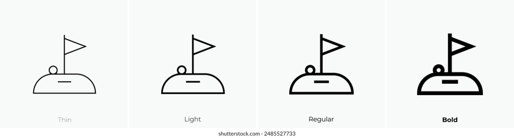 golf course icon. Thin, Light Regular And Bold style design isolated on white background