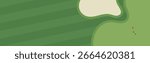 Golf course illustration. Flat style vector illustration of golf course with bunkers, putting green and flag. Golf course illustration for golfing poster, landing page, web banner.