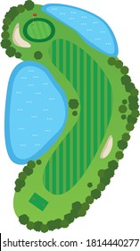 Golf course. Image illustration of a bird's-eye view of a golf course (1 hole)