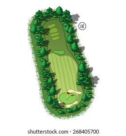 Golf course layout with trees and plants around