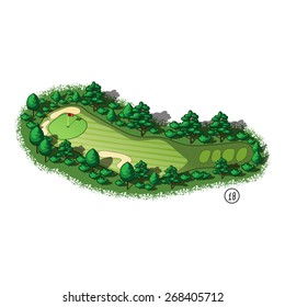 Golf course layout with trees and plants around