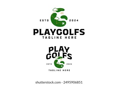 golf course with letter G logo design for golf club, golfer and tournament.  golf professional with letter G and field sign symbol modern logo. golf sport emblem badge logo illustration