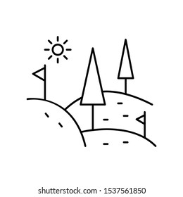 Golf course line icon, outline vector sign, linear style pictogram isolated on white. Symbol, logo illustration. Editable stroke. Pixel perfect vector graphics