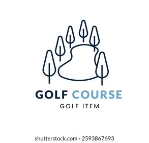  Golf Course line Icon Set . Vector Illustration