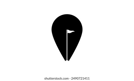 Golf course location sign, black isolated silhouette