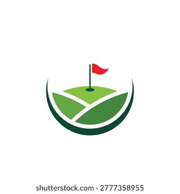Golf Course Logo Design Green Field and Flag Icon for Golf Club Sports Branding