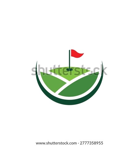 Golf Course Logo Design Green Field and Flag Icon for Golf Club Sports Branding