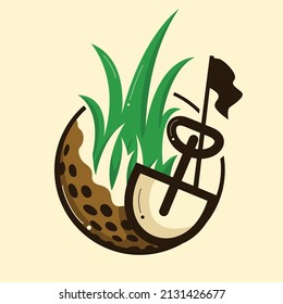 Golf course maintenance vector logo illustration
