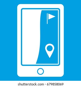 Golf course navigator icon white isolated on blue background vector illustration