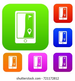 Golf course navigator set icon color in flat style isolated on white. Collection sings vector illustration