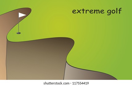 golf course on the edge of a precipice./ extreme golf